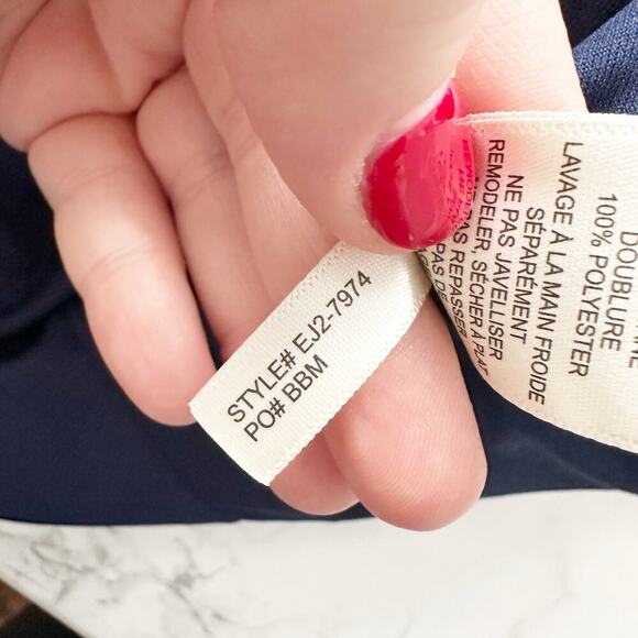 Eliza J. Navy Blue Sequin V Neck Fitted Sheath Midi Dress Women’s Size 10 NEW - Picture 10 of 13